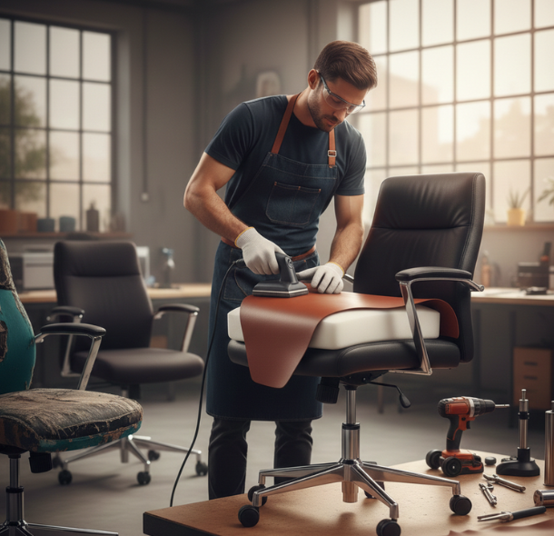 Technicien réparant un mécanisme de fauteuil